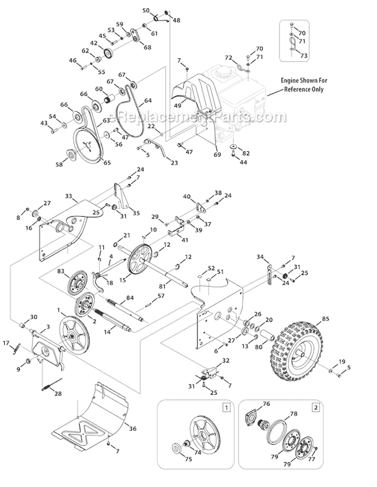 Drive System Diagram and Parts List for 31AM63KE701 2011 Yard Man Snow Blower